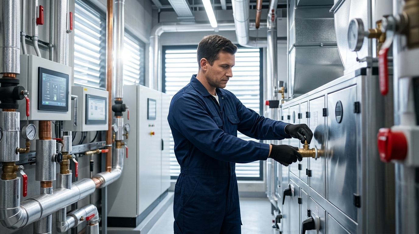 Commercial engineer responding to an emergency plumbing fault in Birmingham