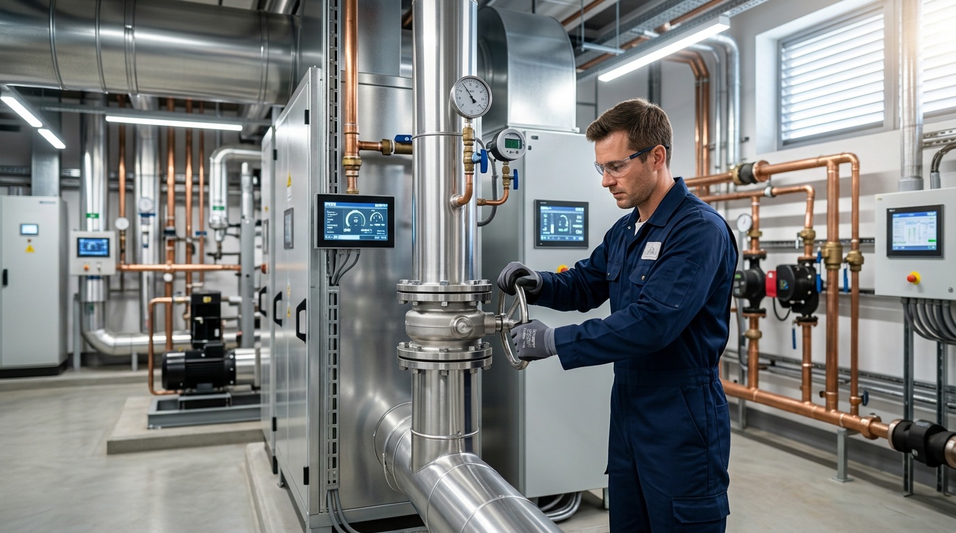 Solar and heating technology for commercial building services